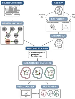 Personalization of Logical Models With Multi-Omics Data Allows Clinical Stratification of Patients